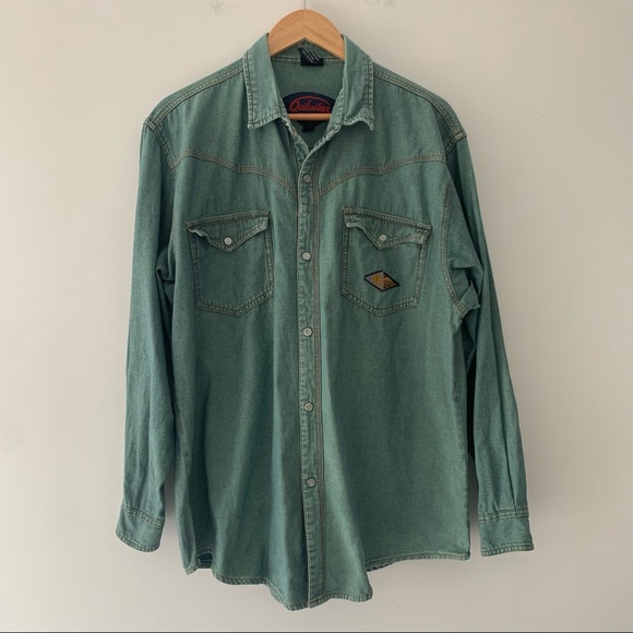 Quiksilver Other - Vintage Quicksilver Denim Chambray Pearl Snap Size M